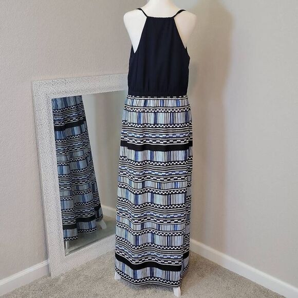 J CREW FACTORY MAXI DRESS PRINTED SKIRT NAVY BLUE SIZE 12 - Picture 2 of 7